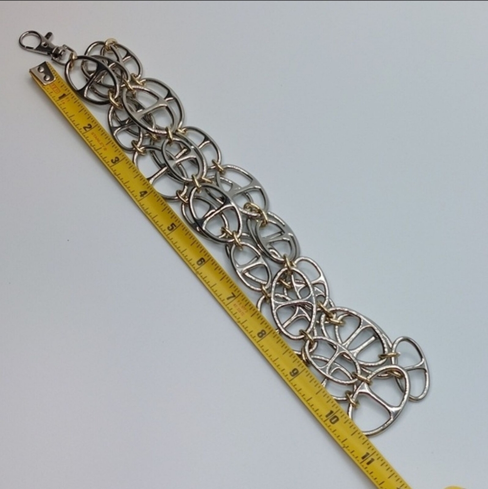 Women's Gold Silver Two Tone Mariner Chain Metal Belt 43 Inches Long - Picture 5 of 5